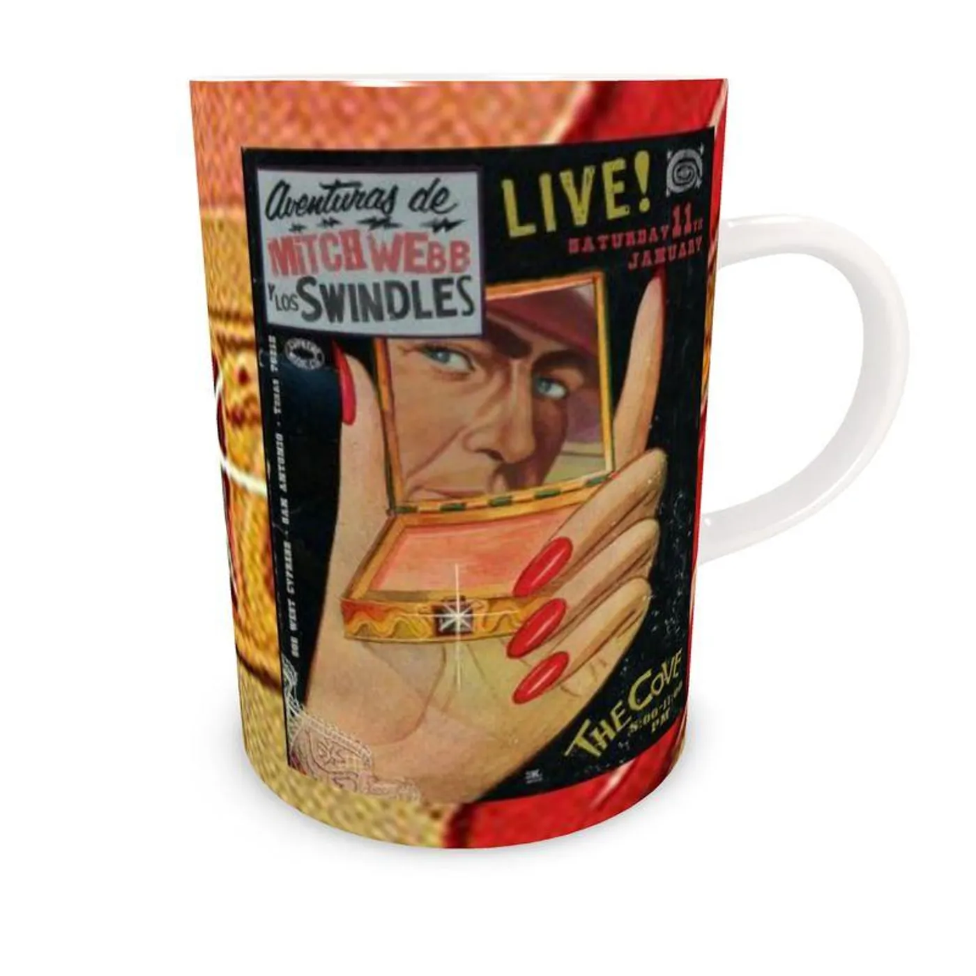 Live Show Poster Series (4 of 12) by H. Michael Karshis | Mitch Webb and the Swindles | Tall Bone China Mug