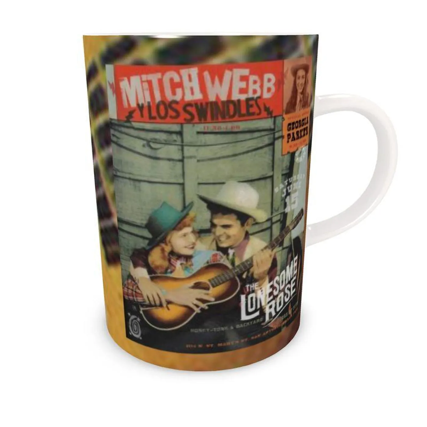 Live Show Poster Series (6 of 12) by H. Michael Karshis | Mitch Webb and the Swindles | Tall Bone China Mug