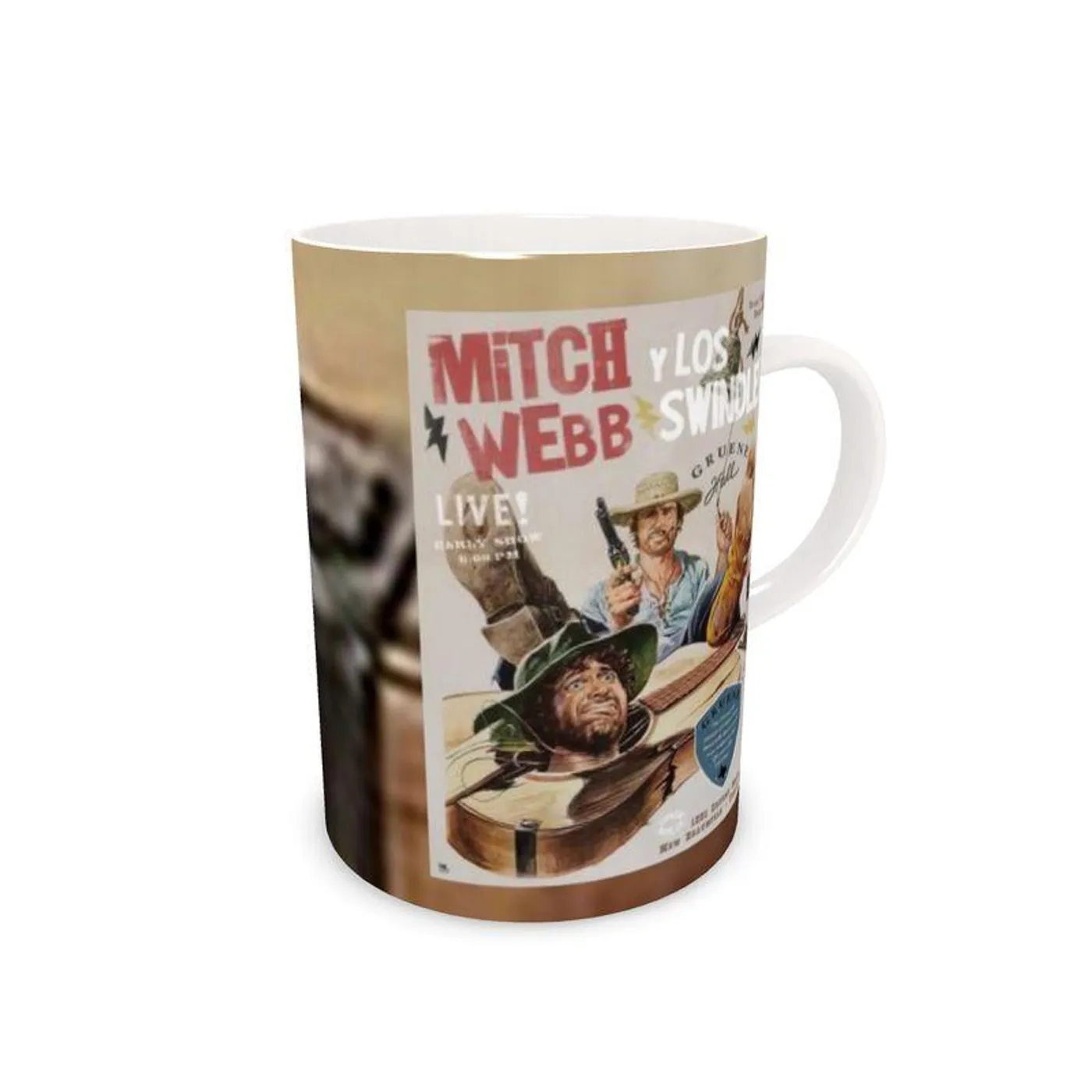 Live Show Poster Series (8 of 12) by H. Michael Karshis | Mitch Webb and the Swindles | Tall Bone China Mug