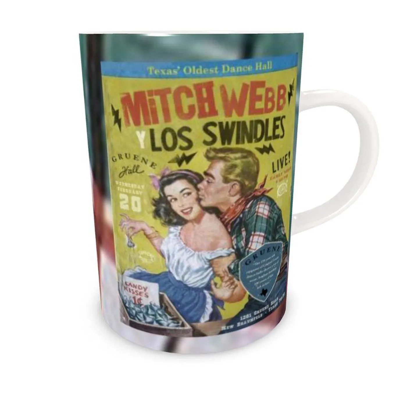 Live Show Poster Series (11 of 12) by H. Michael Karshis | Mitch Webb and the Swindles | Tall Bone China Mug