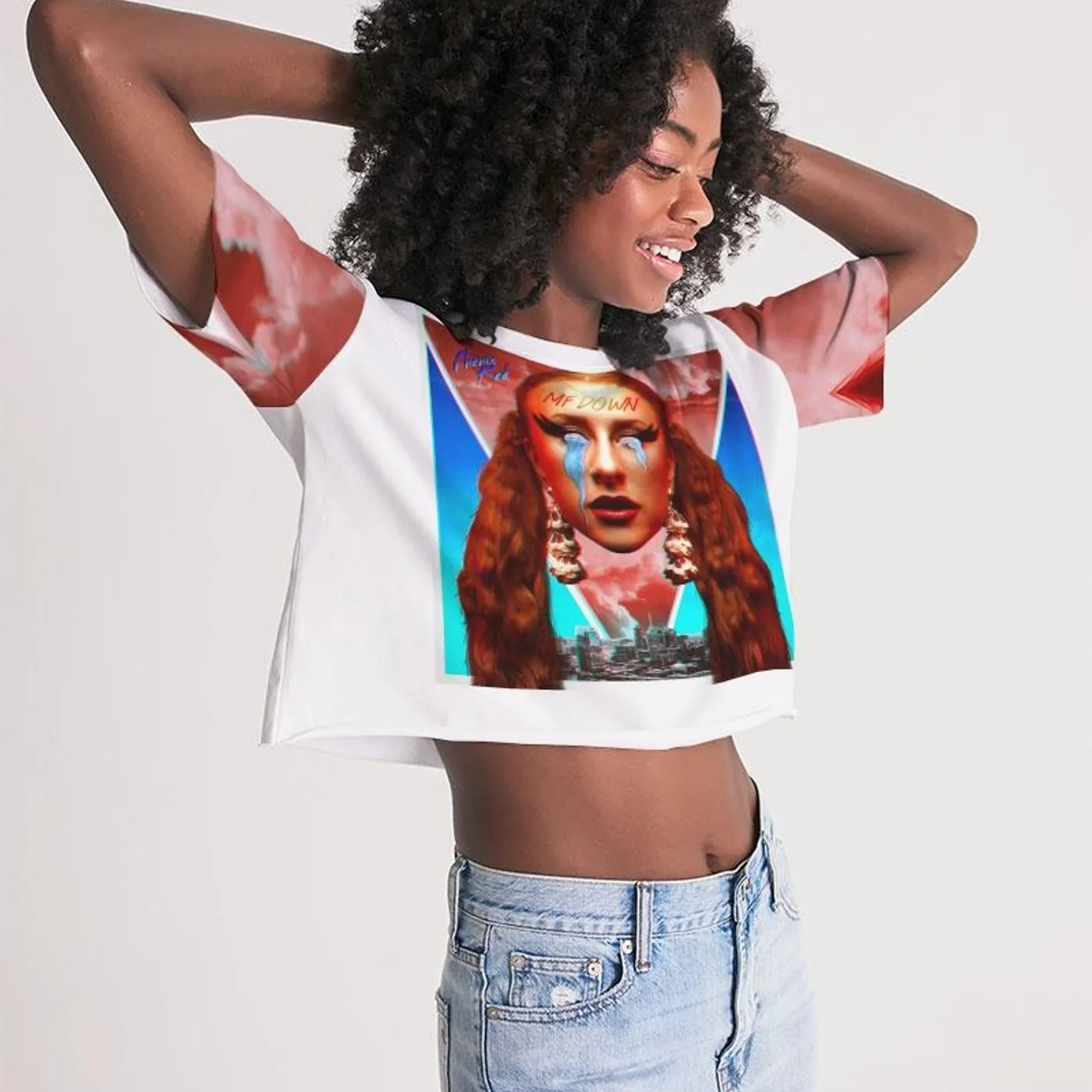 Phenix Red MF DOWN - Women's Lounge Cropped Tee