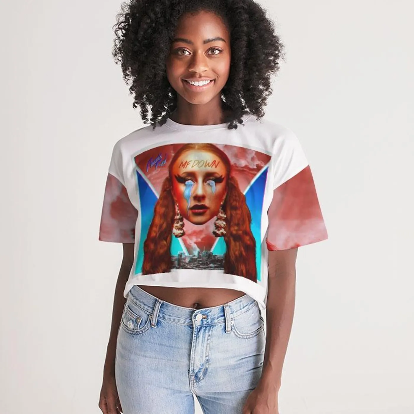 Phenix Red MF DOWN - Women's Lounge Cropped Tee