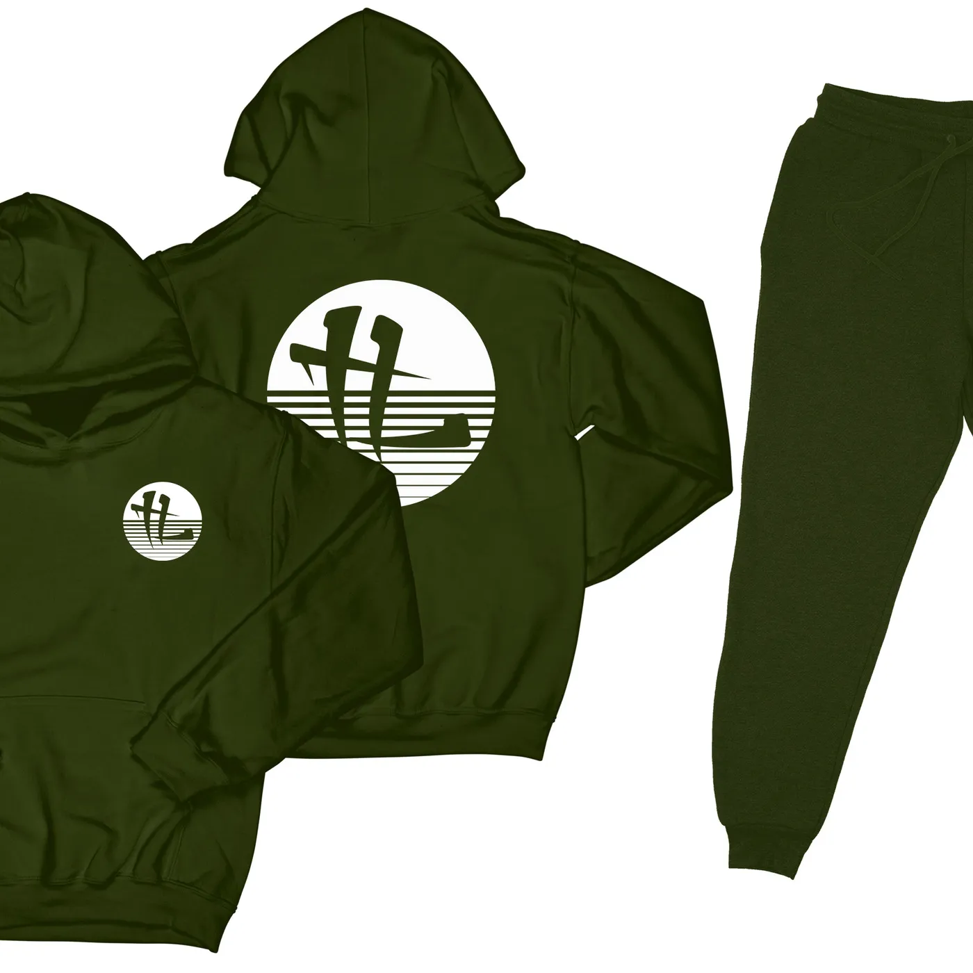 Krayzie Bone TL Striped Logo "Military Green" Sweatsuit Top and Bottom