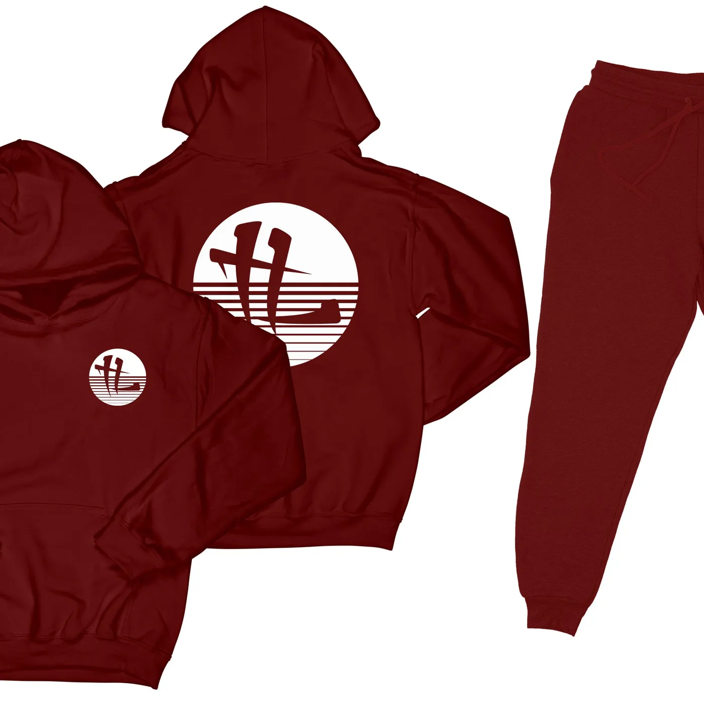 Krayzie Bone TL Striped Logo "Burgundy" Sweatsuit Top and Bottom