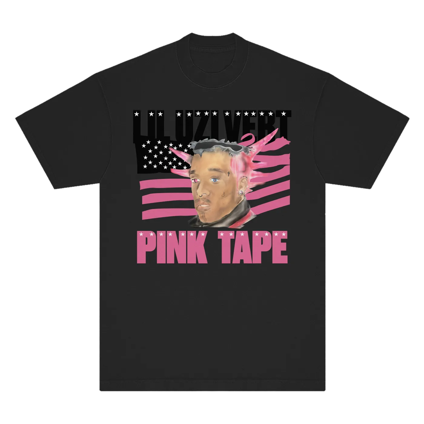 Lil Uzi Vert Pink Tape Black Portrait T-shirt