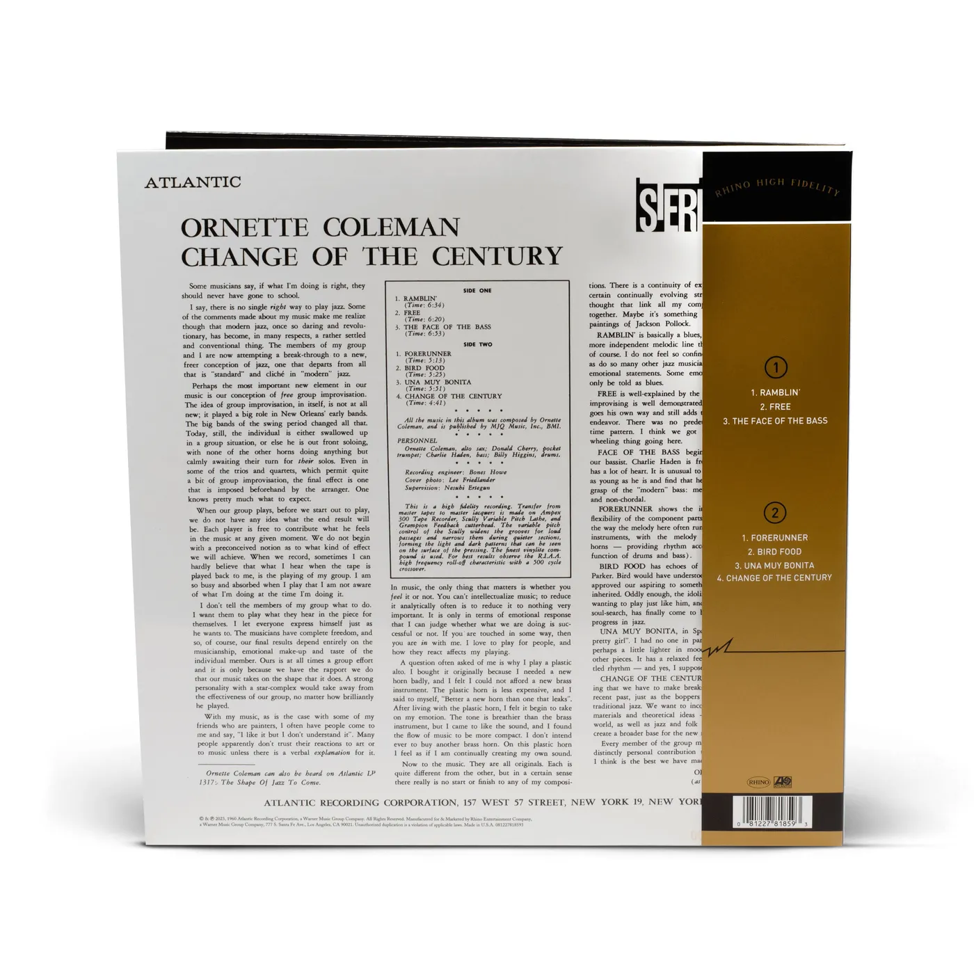 Ornette Coleman Change Of The Century (Rhino High Fidelity) (Vinyl)