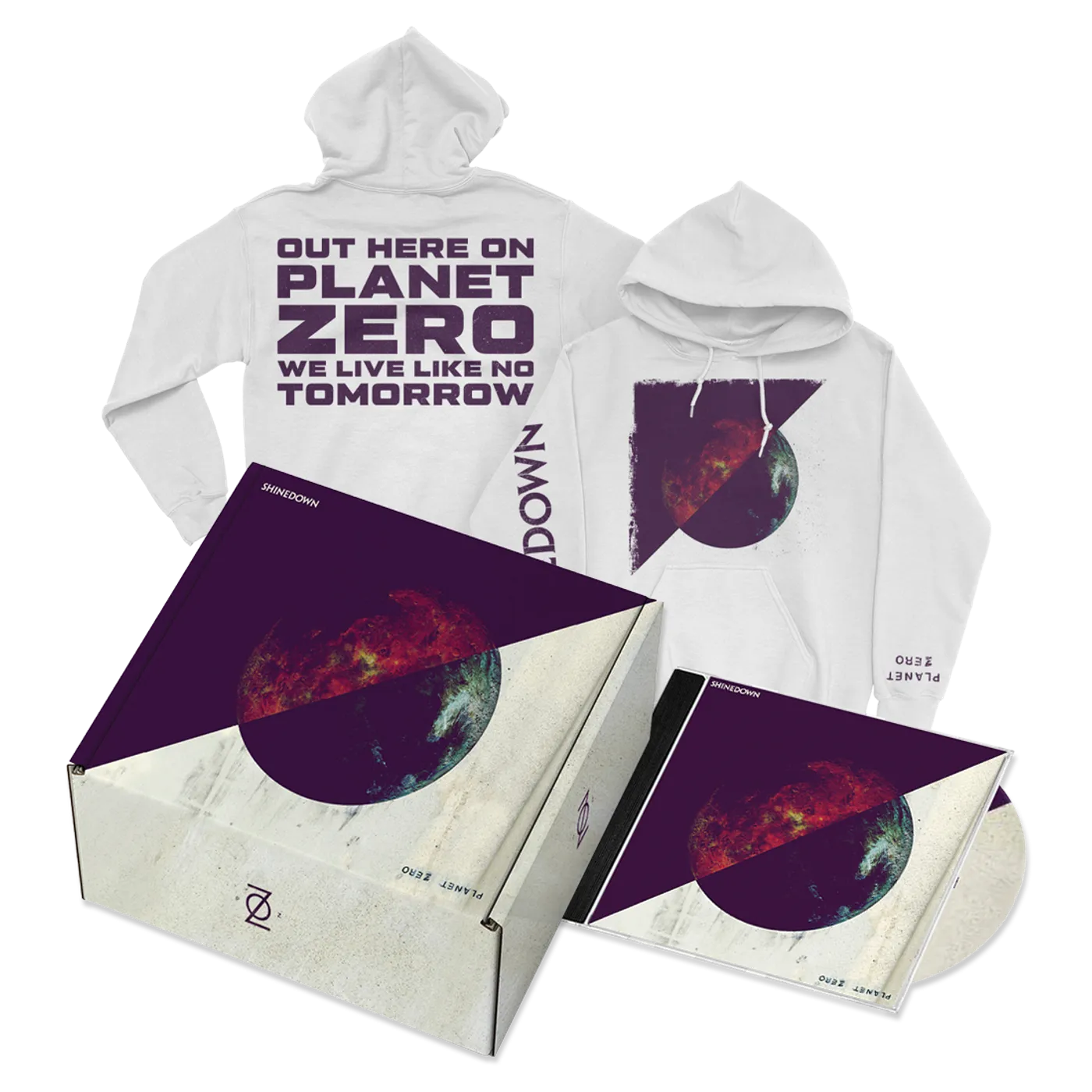 Shinedown Planet Zero White Hoodie CD Box