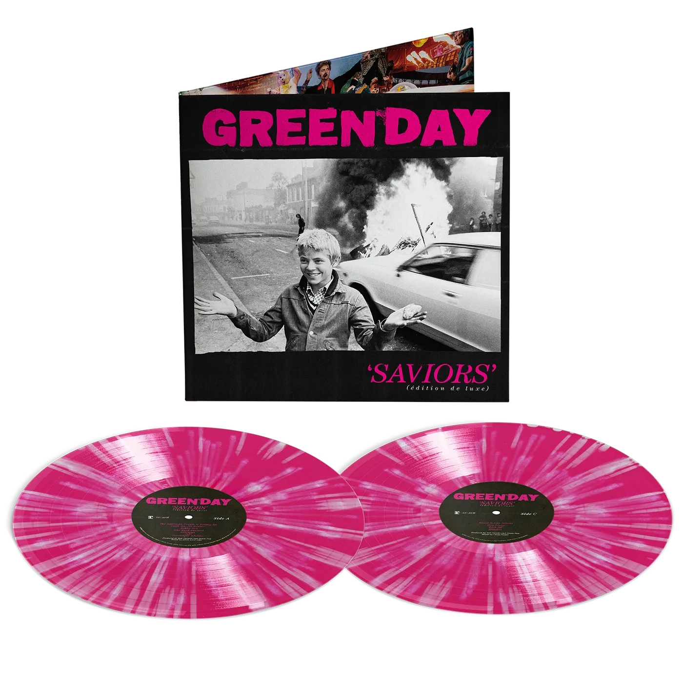 Green Day Saviors (édition de luxe) Pink With White Splatter Vinyl 2LP