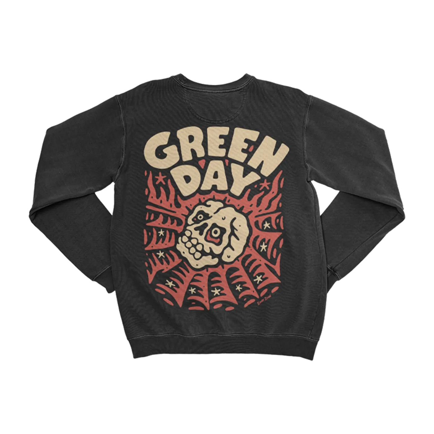 Green Day Skull Spider Crewneck