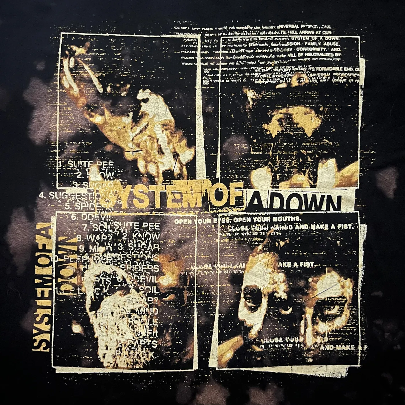 System Of A Down Self-Titled Painted Faces Bleach-Dye Long Sleeve
