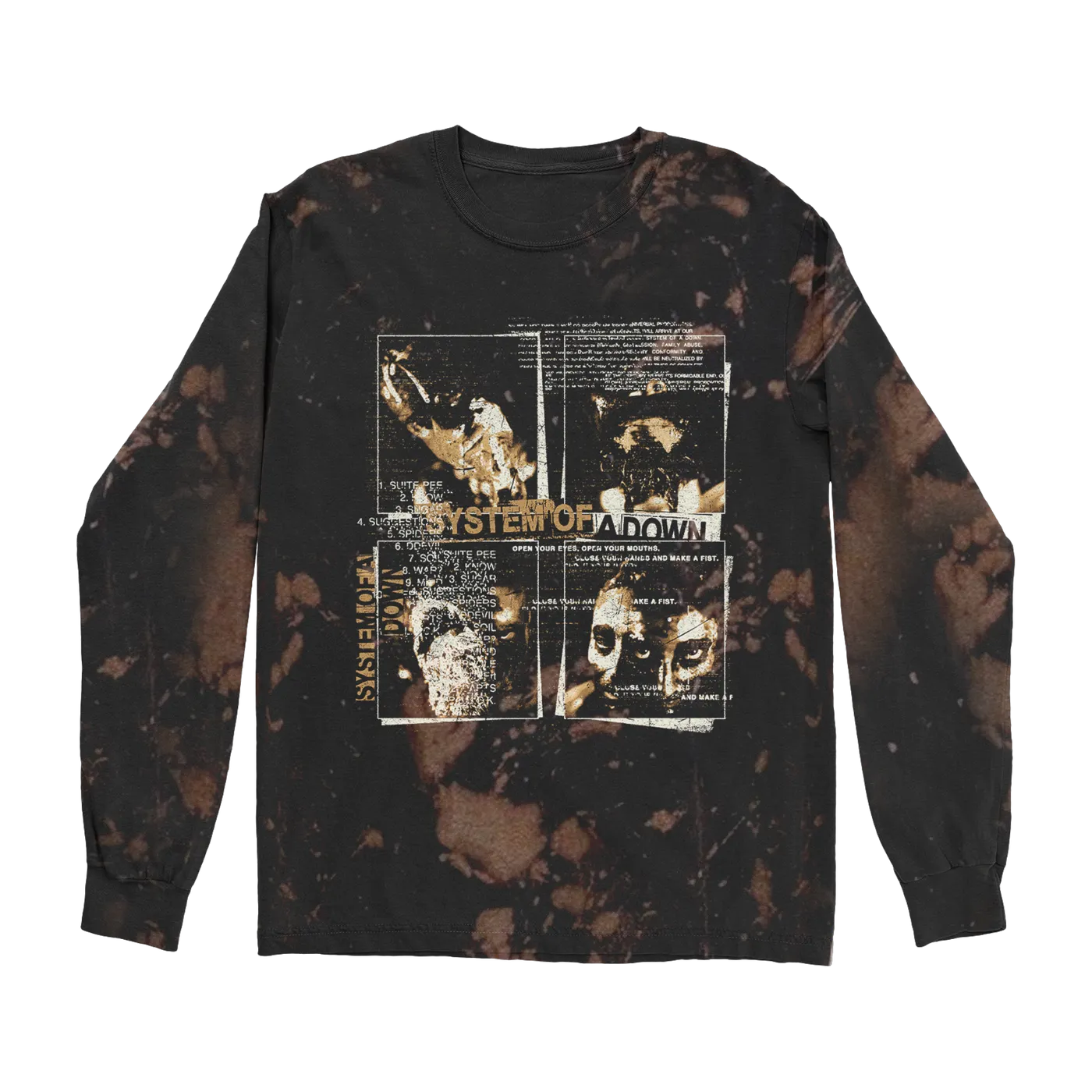 System Of A Down Self-Titled Painted Faces Bleach-Dye Long Sleeve