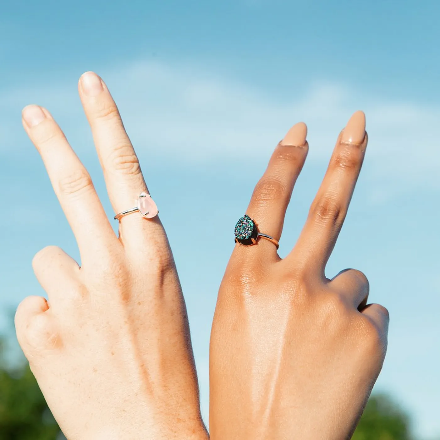 Joey Graceffa Festival Ring Set - Rose Quartz + Titanium Druzy
