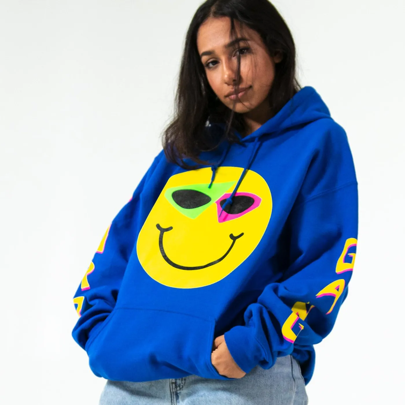 Roy Purdy Smiley Hoodie Blue