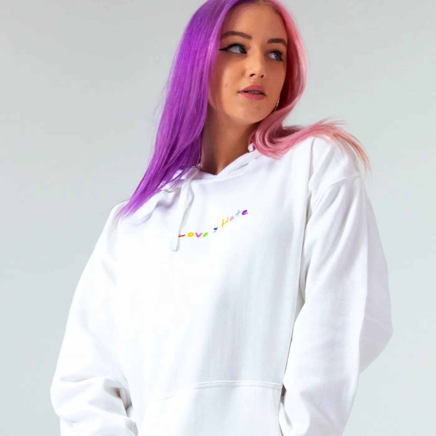 Roy Purdy Love > Hate Embroidered White Hoodie