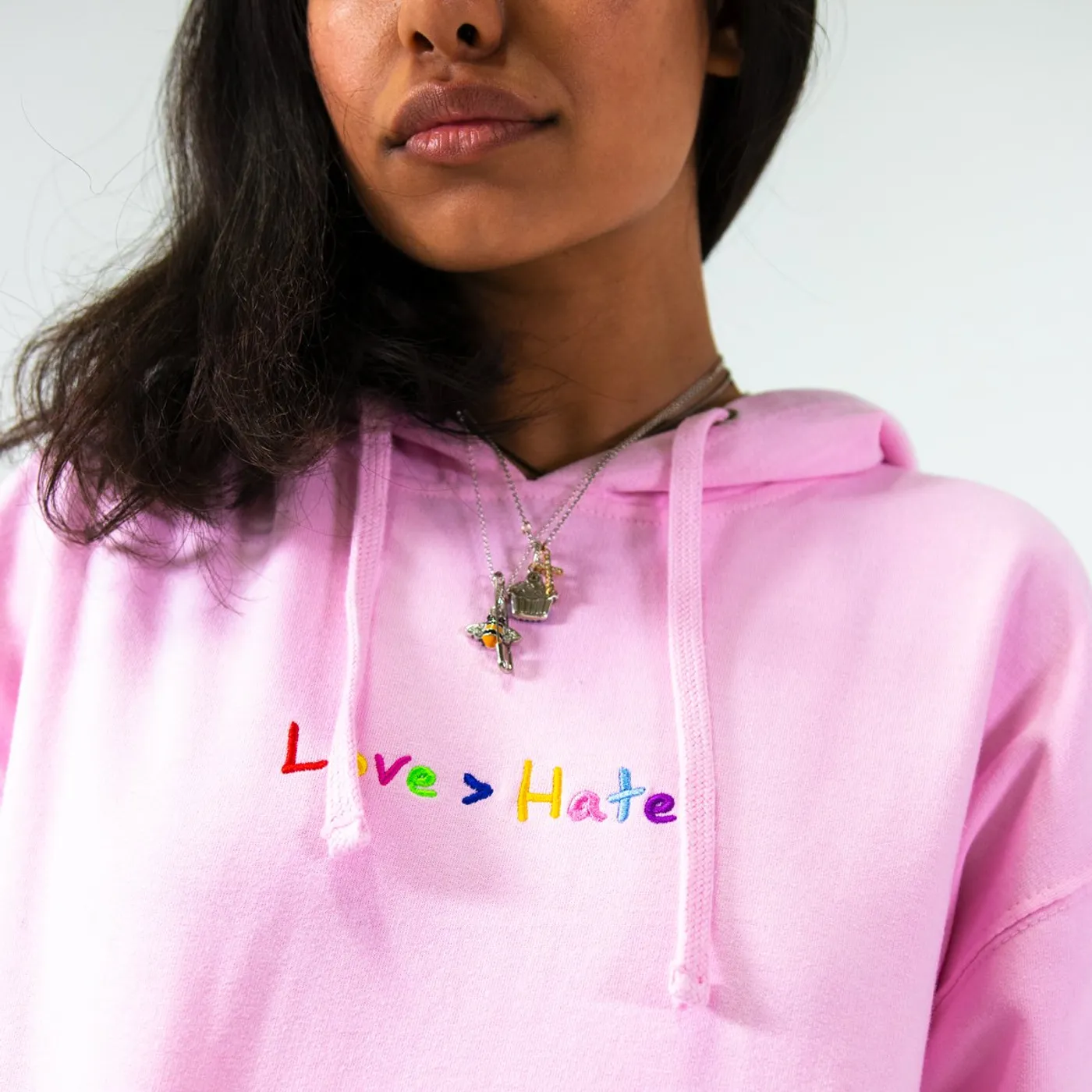 Roy Purdy Love > Hate Embroidered Light Pink Hoodie