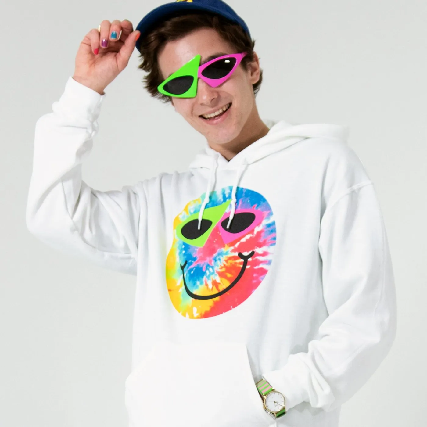 Roy Purdy Smiley Tie Dye White Hoodie