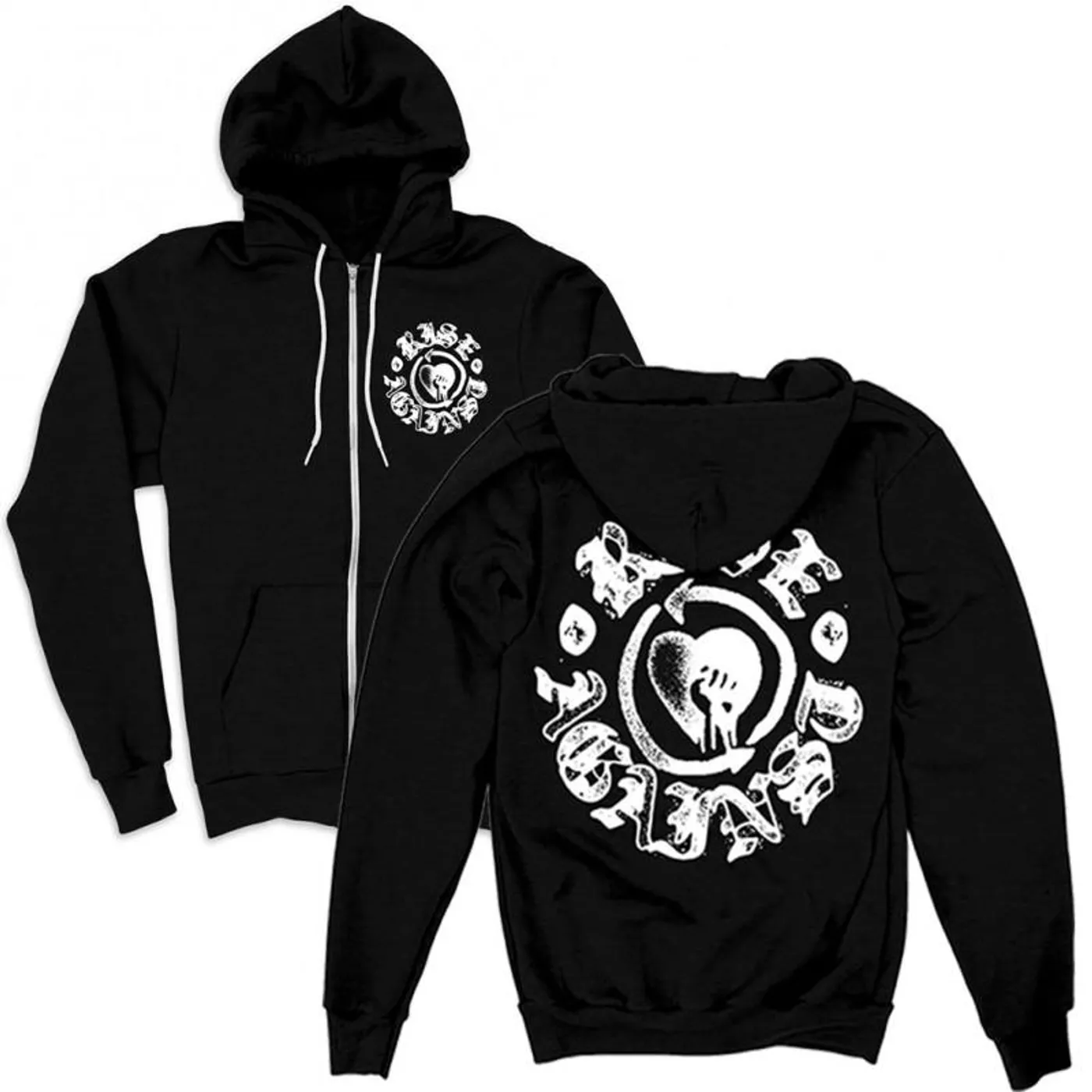 Rise Against HeartFist Stamp Contrast Zip Hoodie (Black)