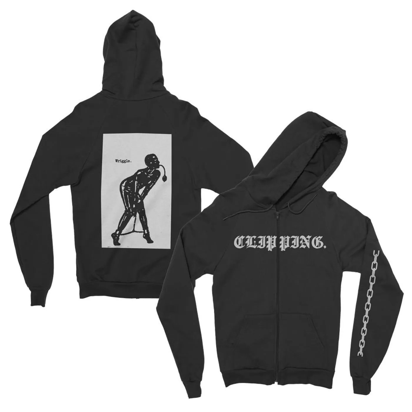 clipping. Wriggle Zip Up Hoodie (Black)