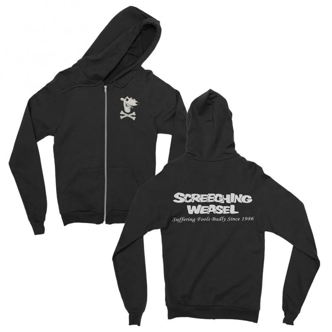 Screeching Weasel Suffering Fools Zip Up Hoodie (Black)