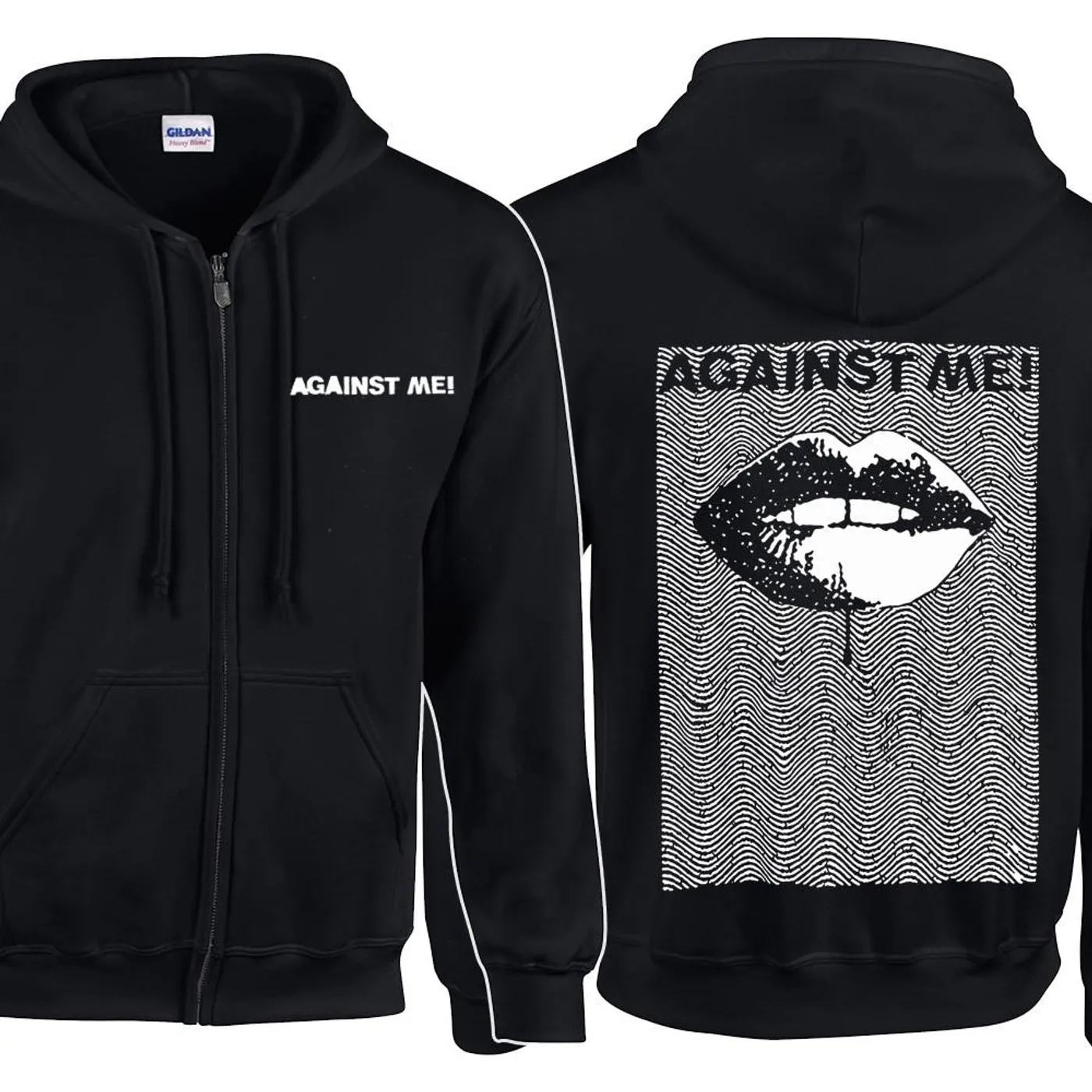 Against Me! Lips Zip Up Hoodie (Black)