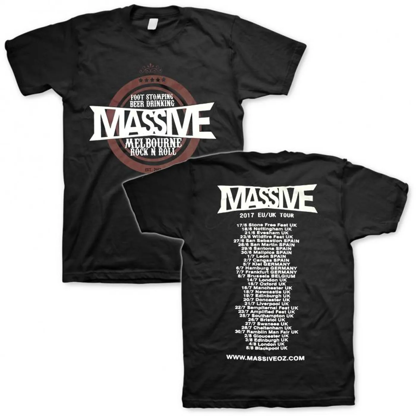 Massive 2017 EU/UK Tour Tee (Maroon/Black)