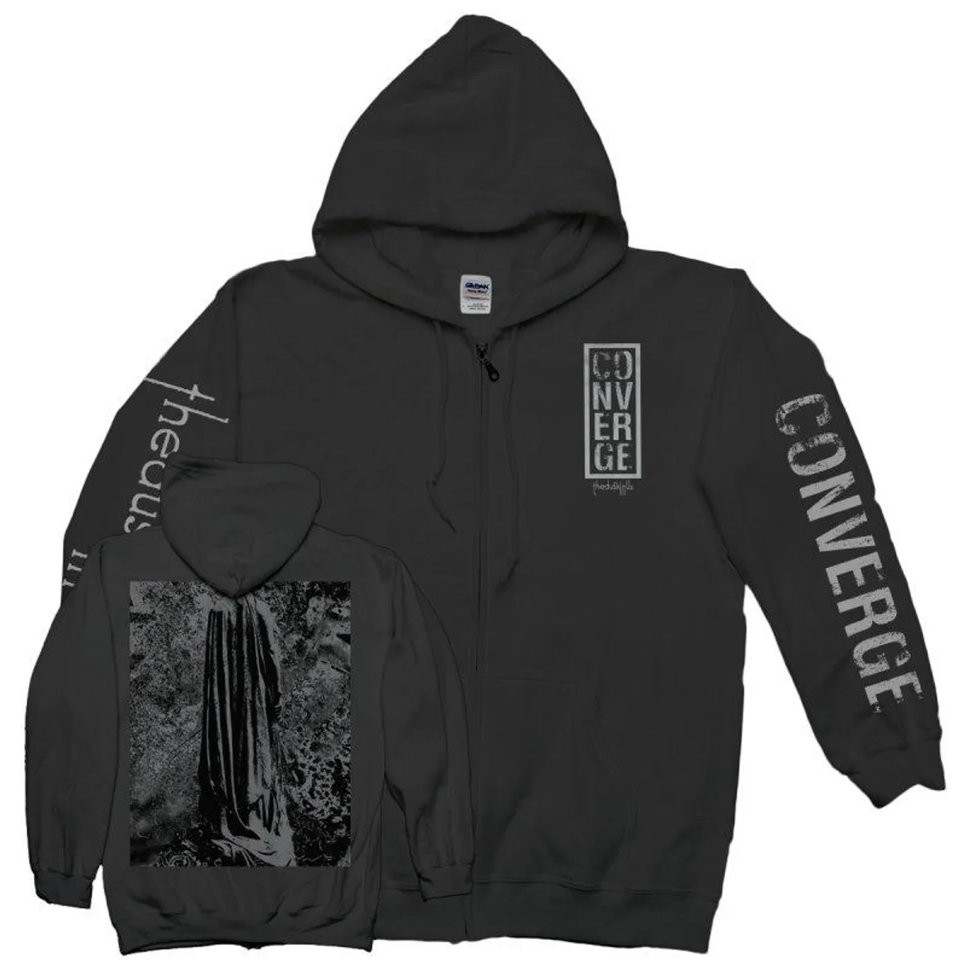 Converge The Dusk In Us Metallic Silver Zip Up Hoodie (Black)