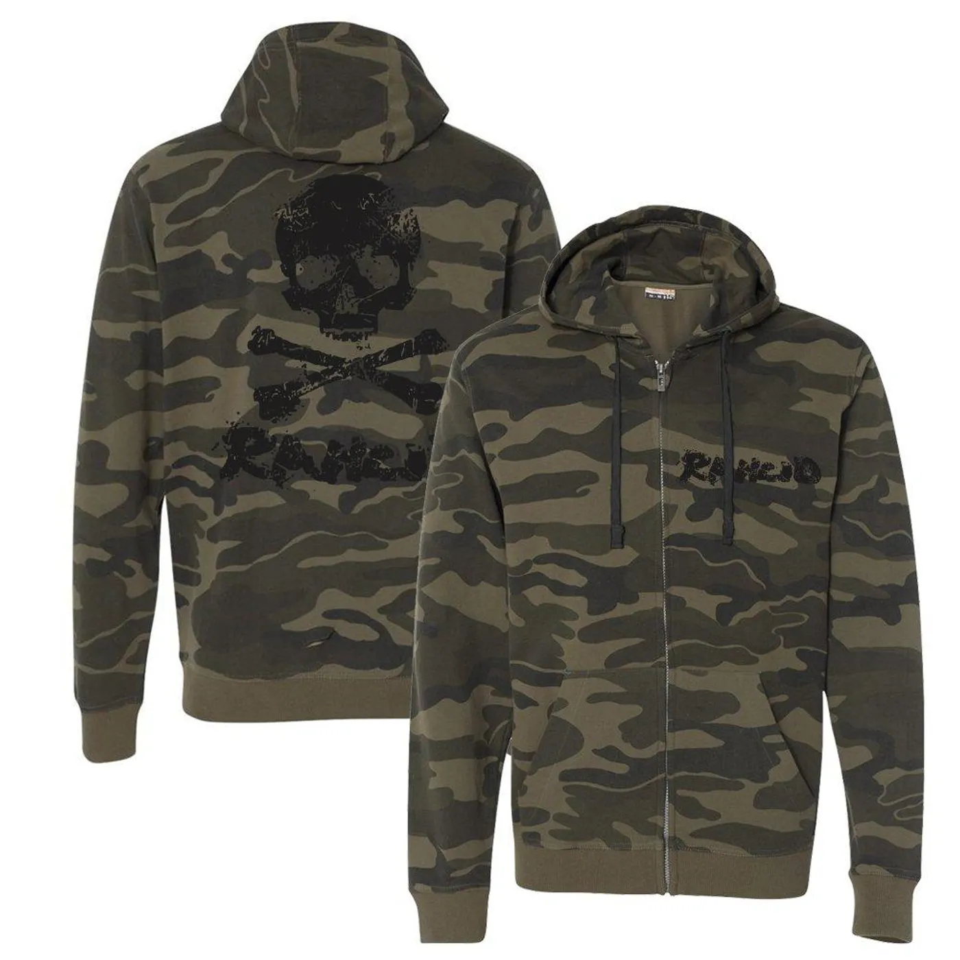 Rancid D-Skull Zip Up Hoodie (Camo)