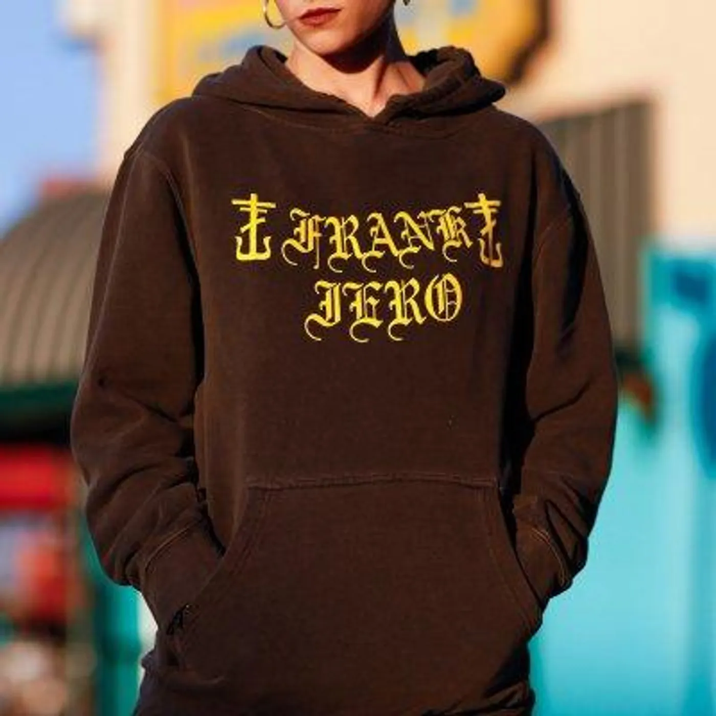 Frank Iero Old English Pullover Hoodie (Faded Black)