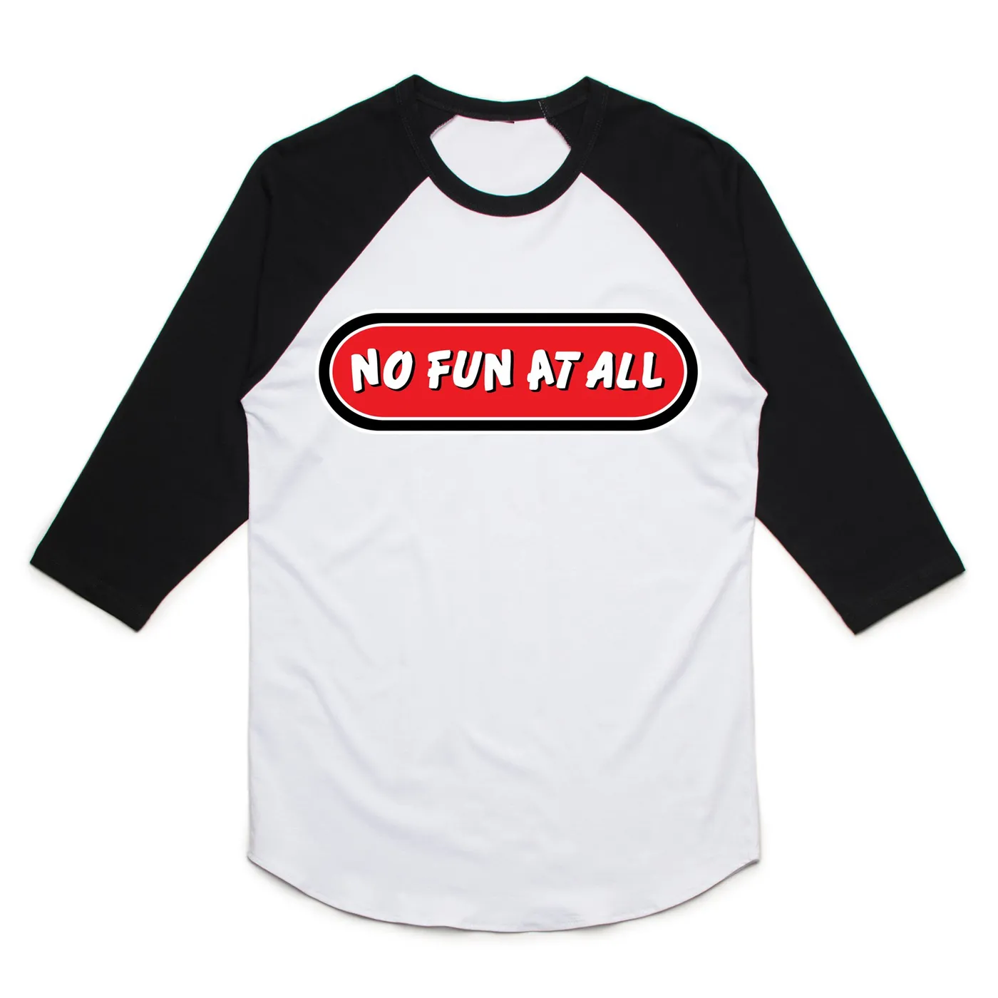 No Fun At All Logo Baseball Tee (White/Black)