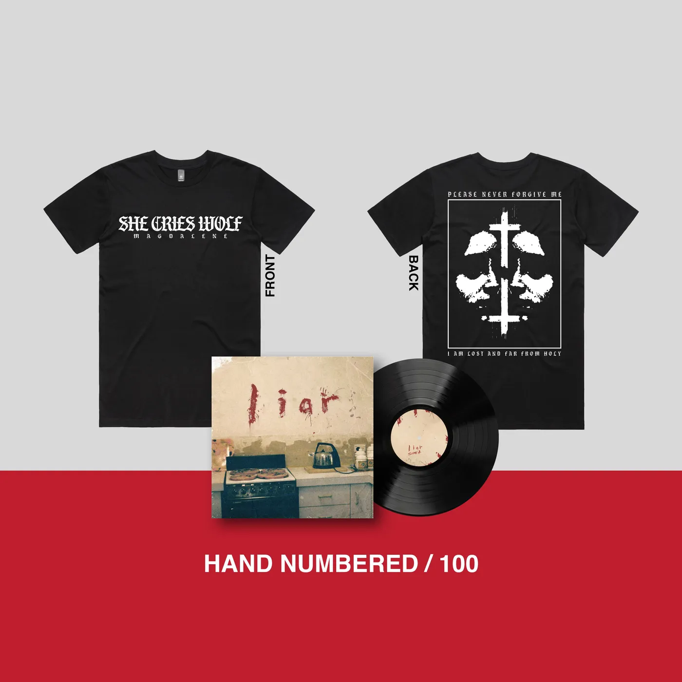 She Cries Wolf Liar LP (Black) + Magdalene Tee