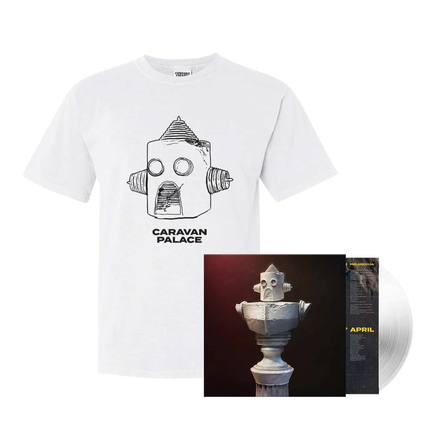Caravan Palace Drawbot T-Shirt + Deluxe LP Bundle