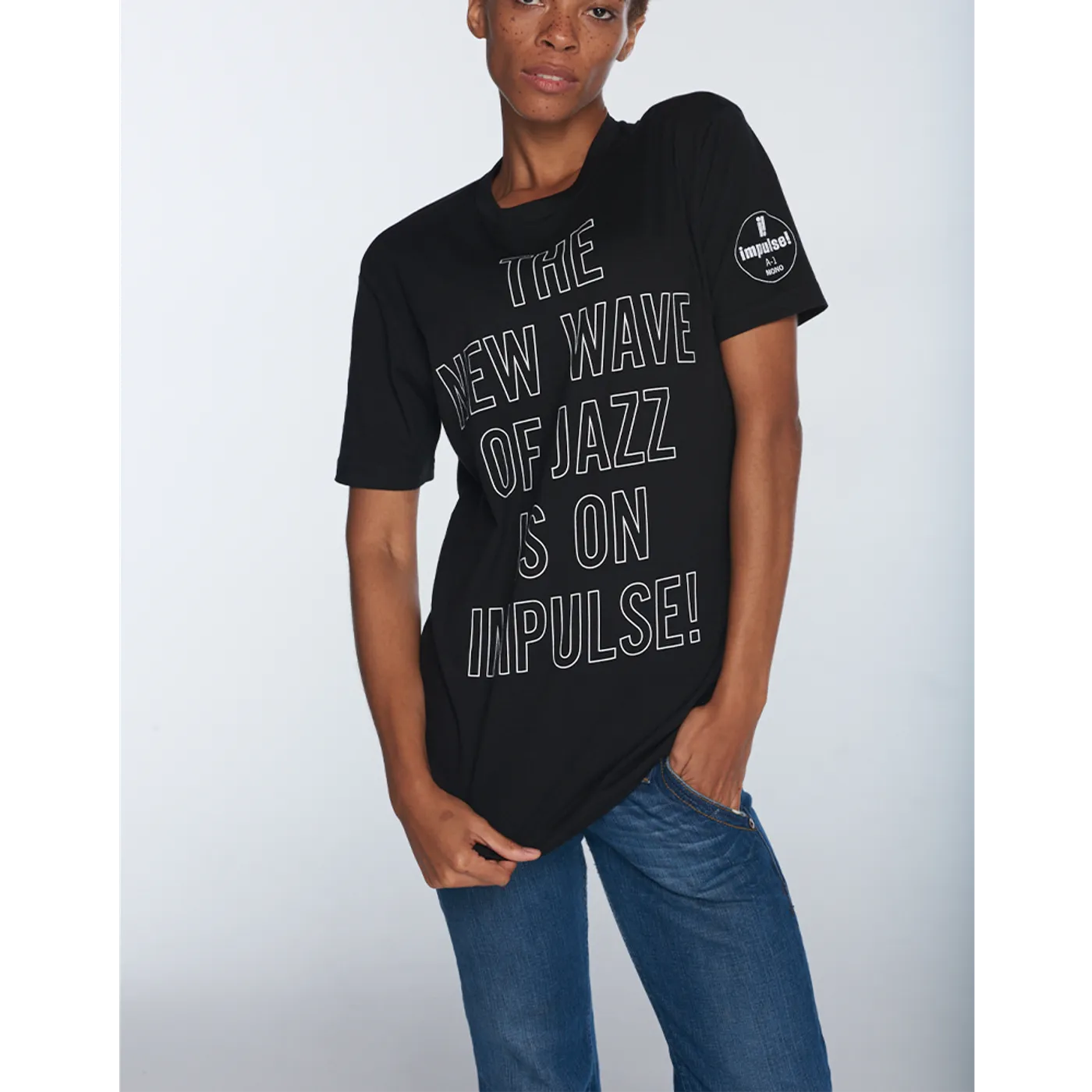 Impulse! Records New Wave Front and Side Logo T-Shirt - Black