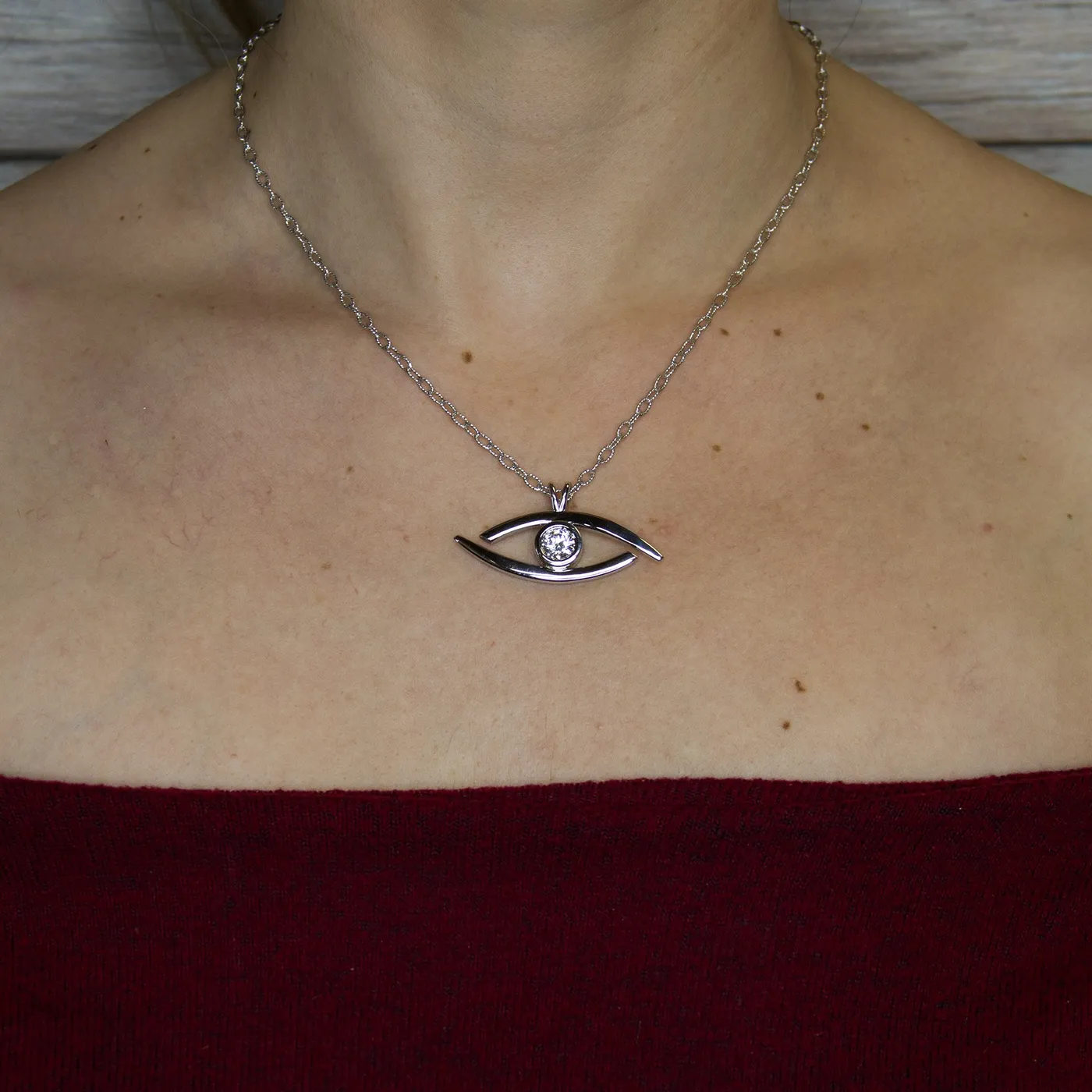 Serj Tankian "All Seeing Eye" - Pure Silver Pendant Dipped In 18K White Gold - (Elect The Dead Inspired) w/Autographed Jewelry Box