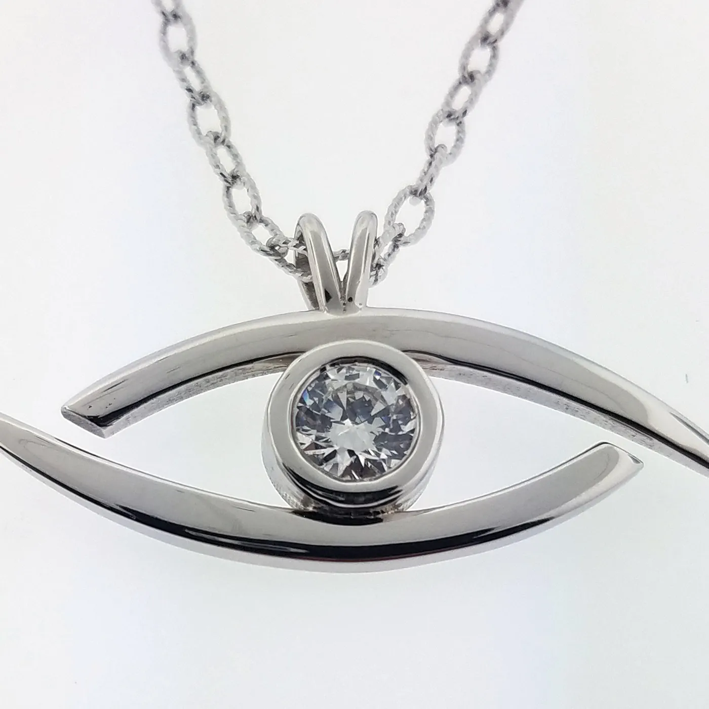 Serj Tankian "All Seeing Eye" - Pure Silver Pendant Dipped In 18K White Gold - (Elect The Dead Inspired) w/Autographed Jewelry Box