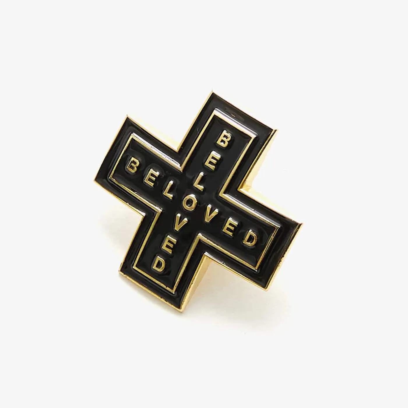 The Beloved 'Cross' Enamel Pin - Black/Gold
