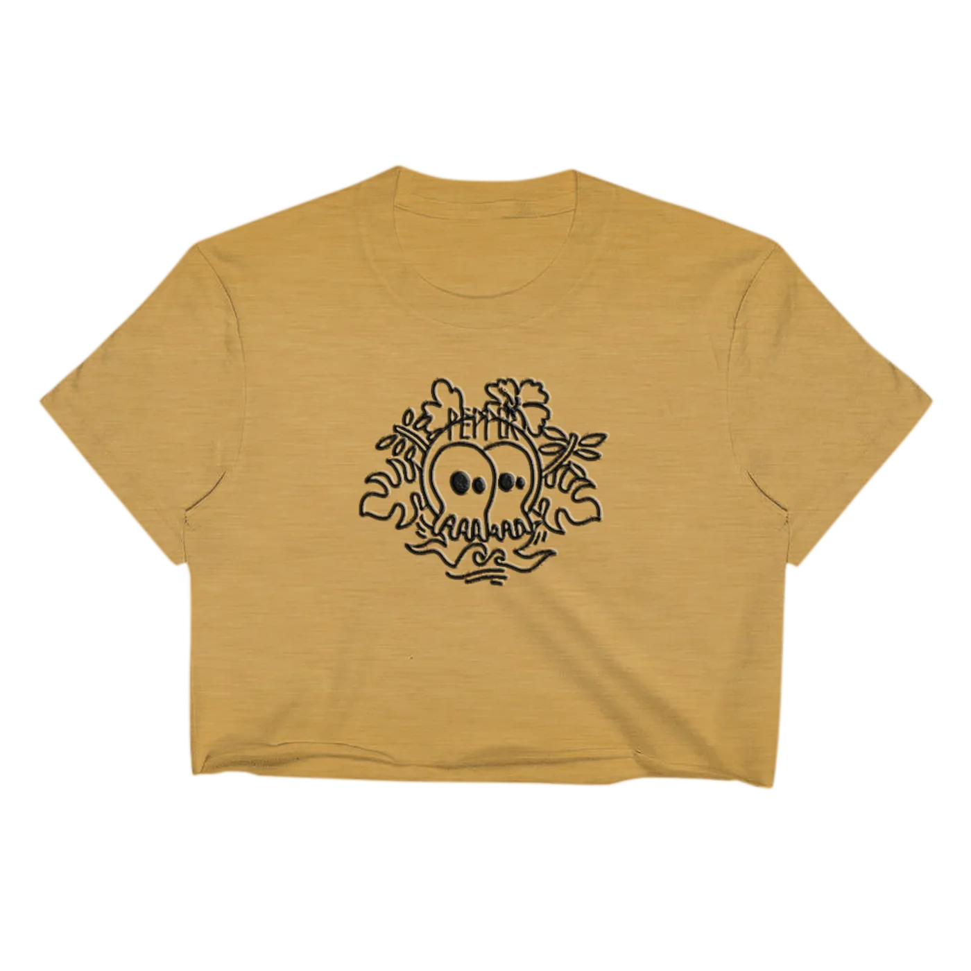 Pepper Skullconut Leaves Gold Ladies Crop Top