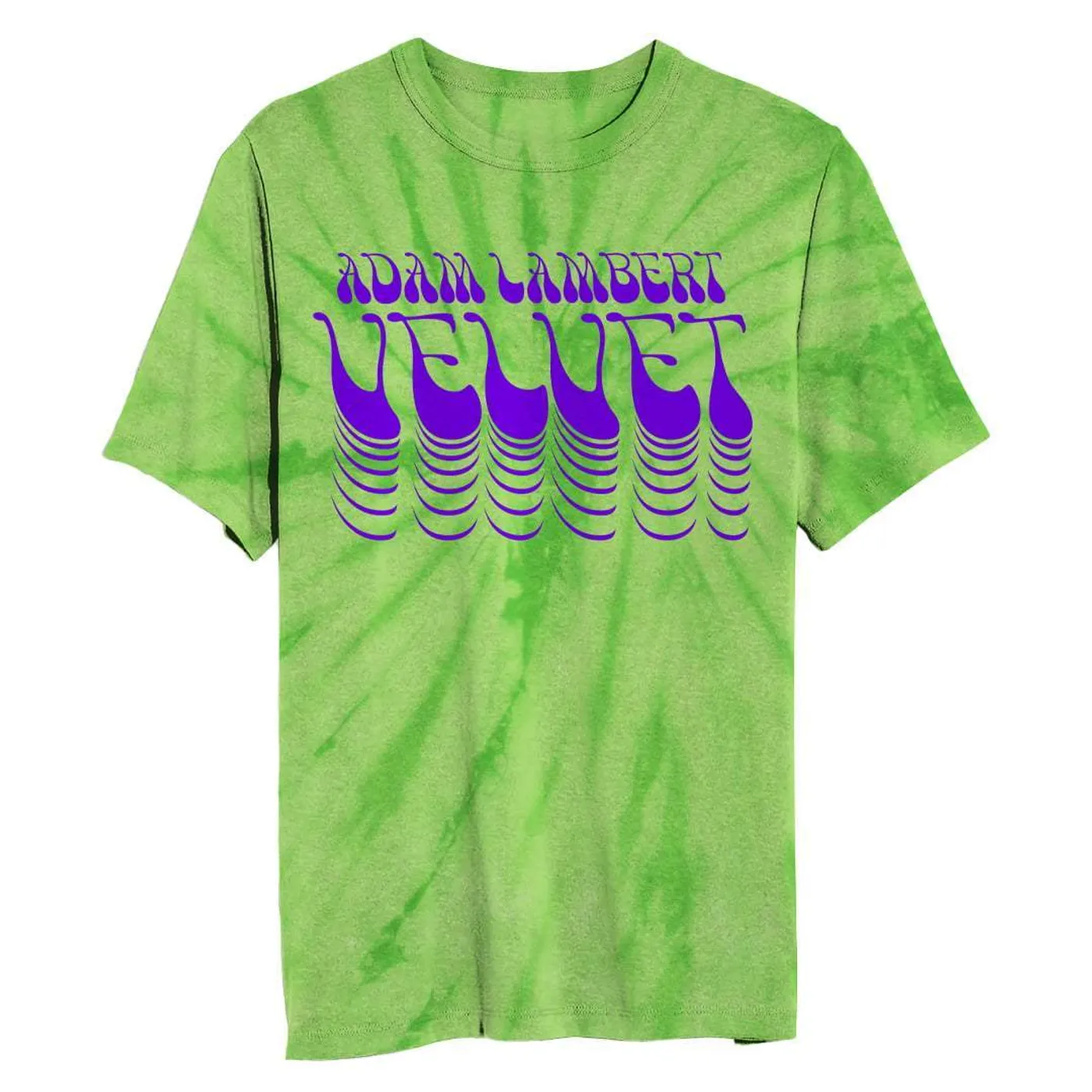 Adam Lambert Green Tie Dye  Flock Print Tee + Download