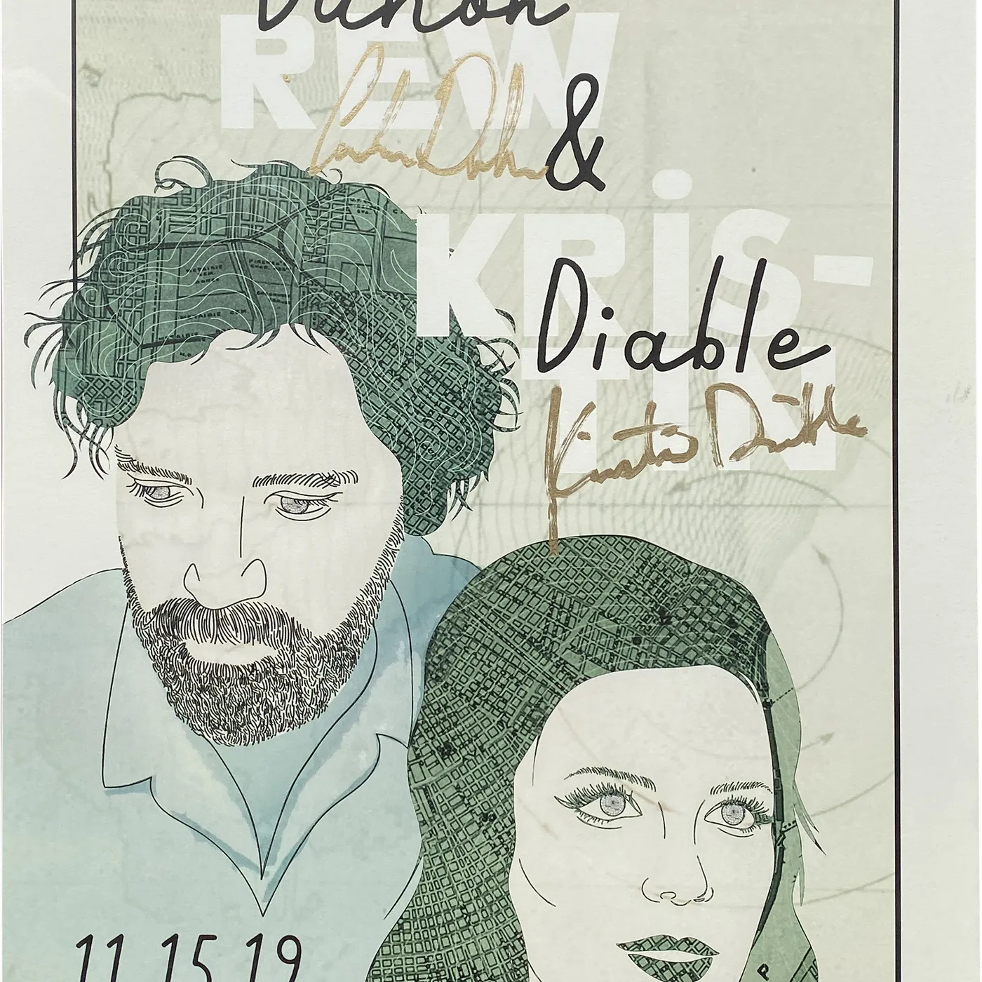Andrew Duhon Signed One Eyed Jack's with Kristin Diable Show Poster - 11/15/19