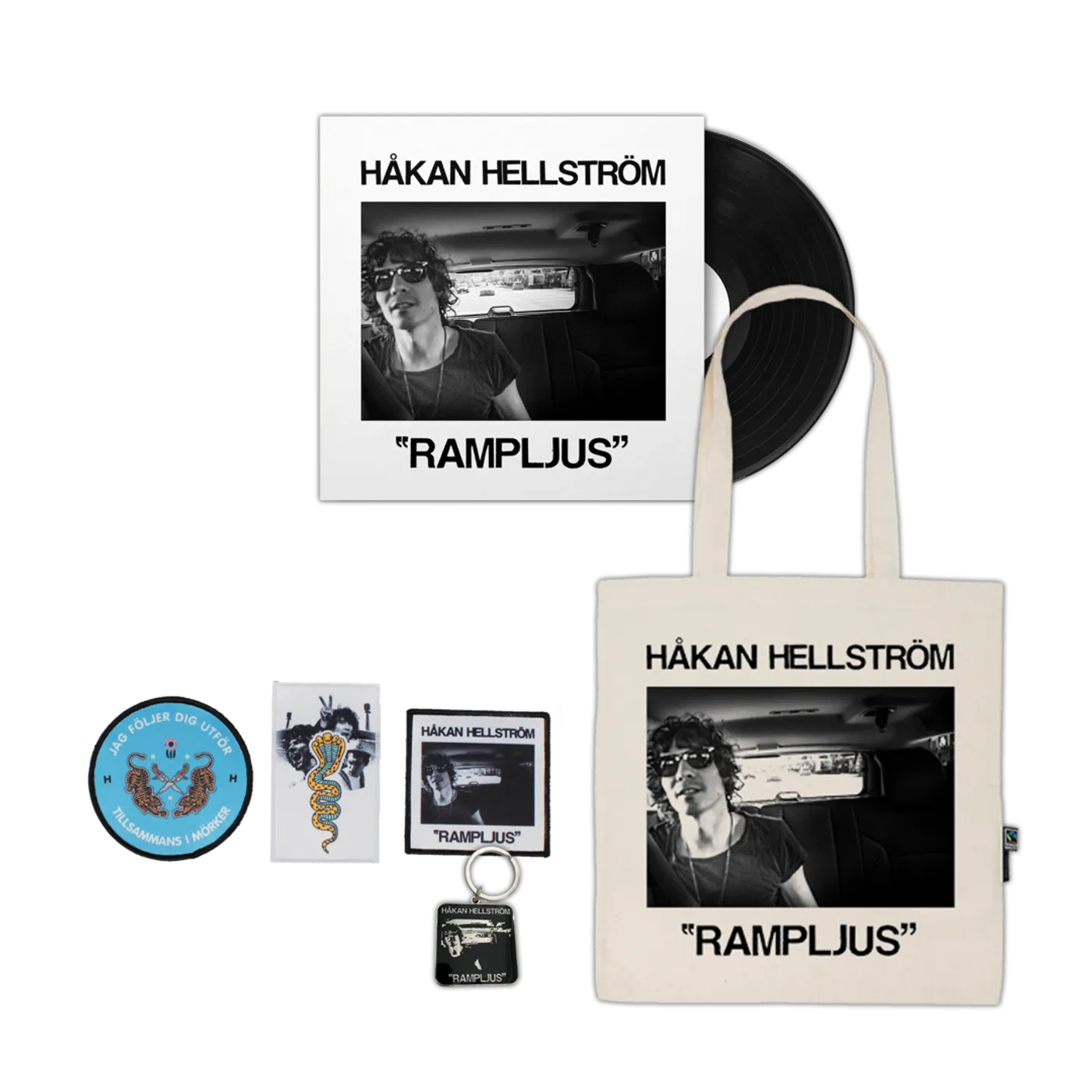 Håkan Hellström "Rampljus" Del 1 Paket - Vinyl + Tygpåse + 3 x Tygmärken + Nyckelring
