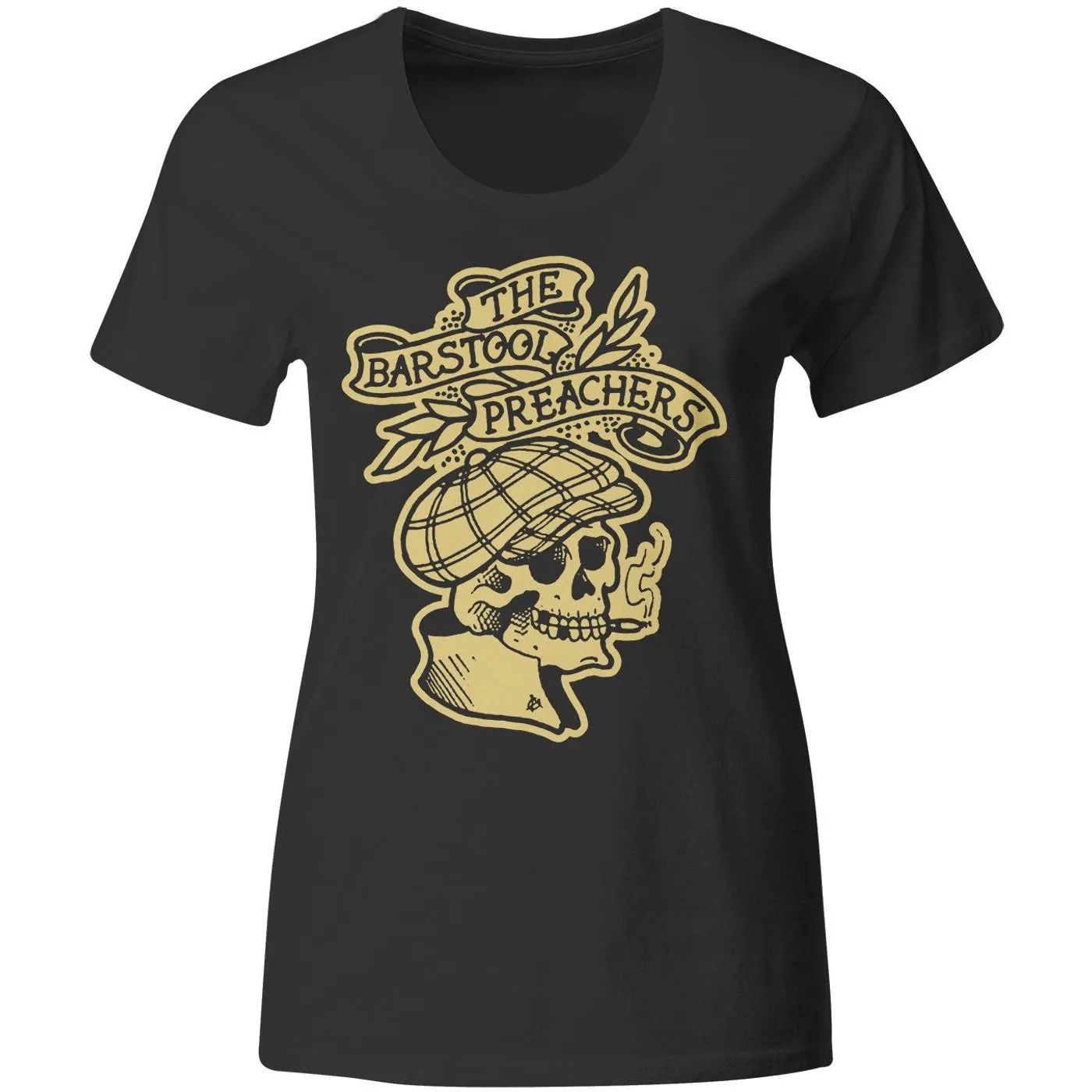 The Bar Stool Preachers - Gold Skull on Black - T-Shirt - Fitted