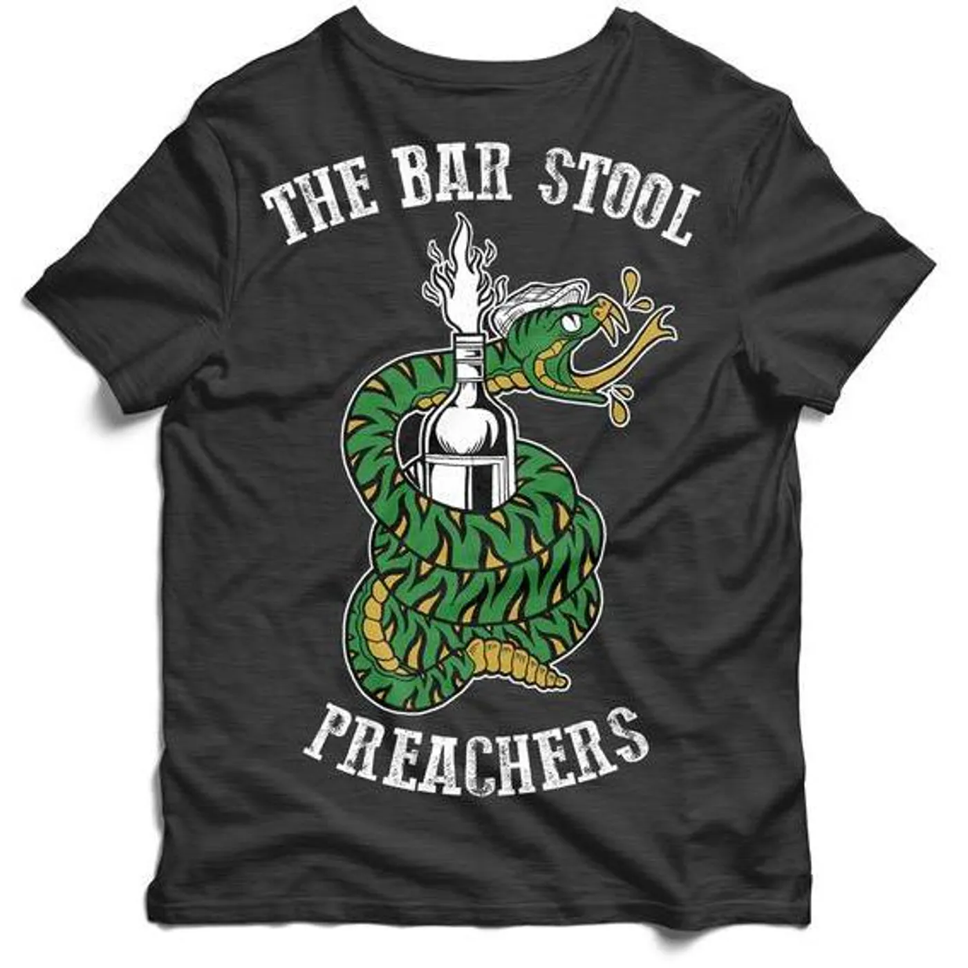The Bar Stool Preachers - Snake Logo - Black - Pocket T-Shirt