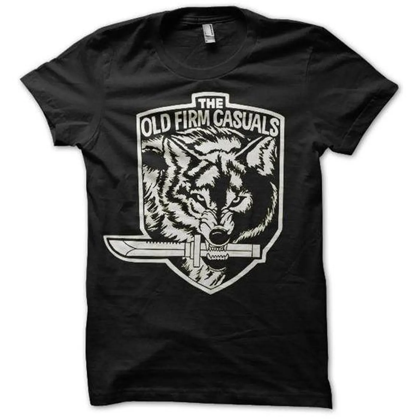 The Old Firm Casuals - Wolf Knife - White on Black - T-Shirt