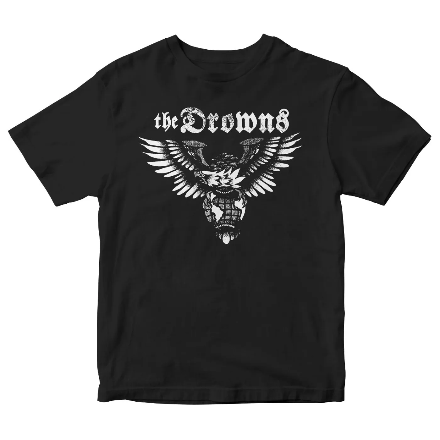 The Drowns - Eagle Logo - White on Black - T-Shirt