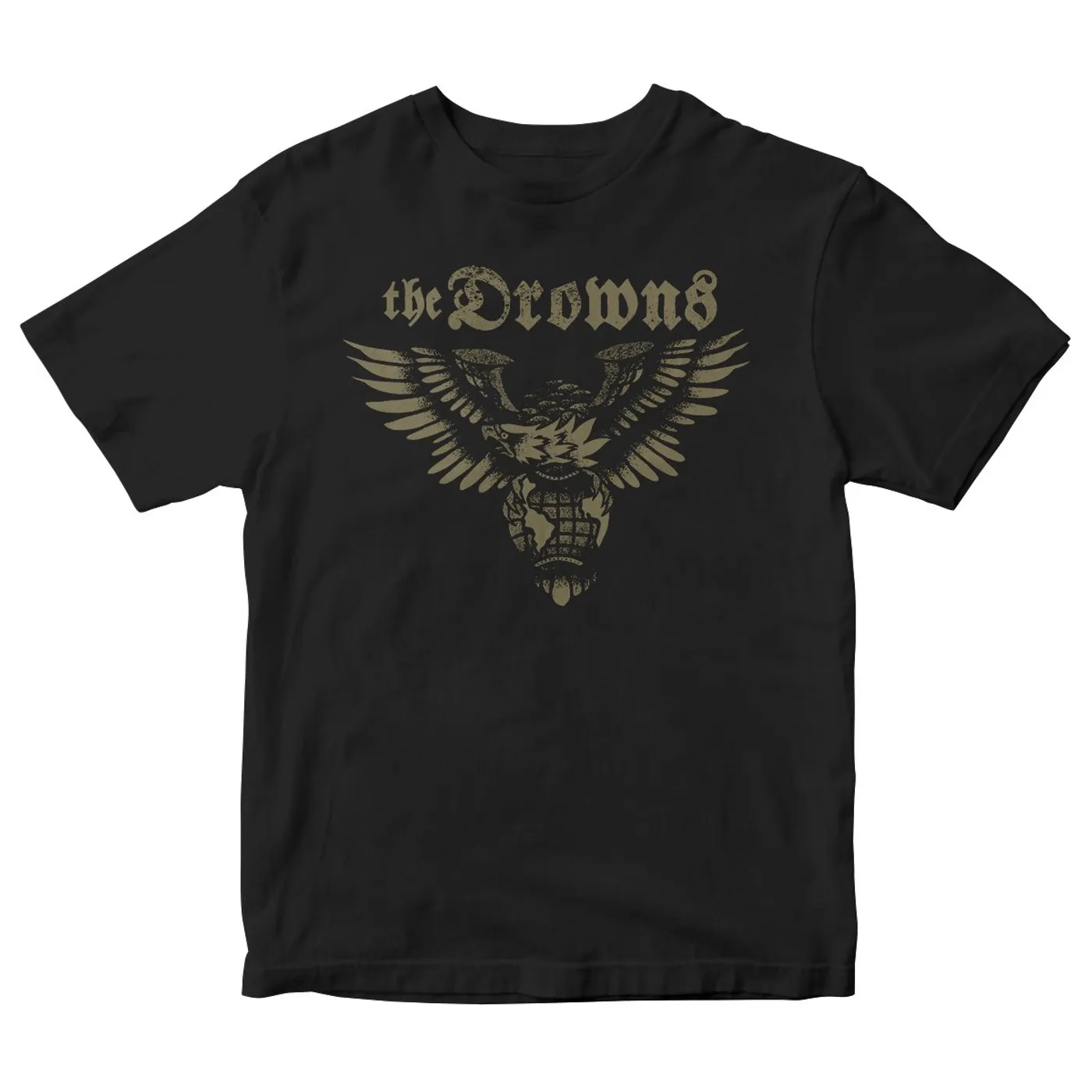 The Drowns - Eagle Logo - White on Black - T-Shirt