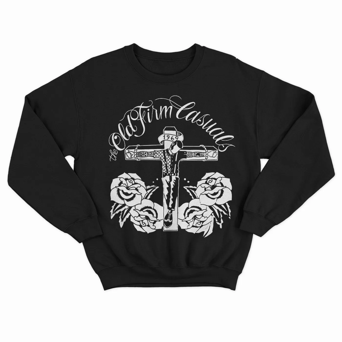 The Old Firm Casuals - Crucified White Roses - Black - Crewneck Sweatshirt