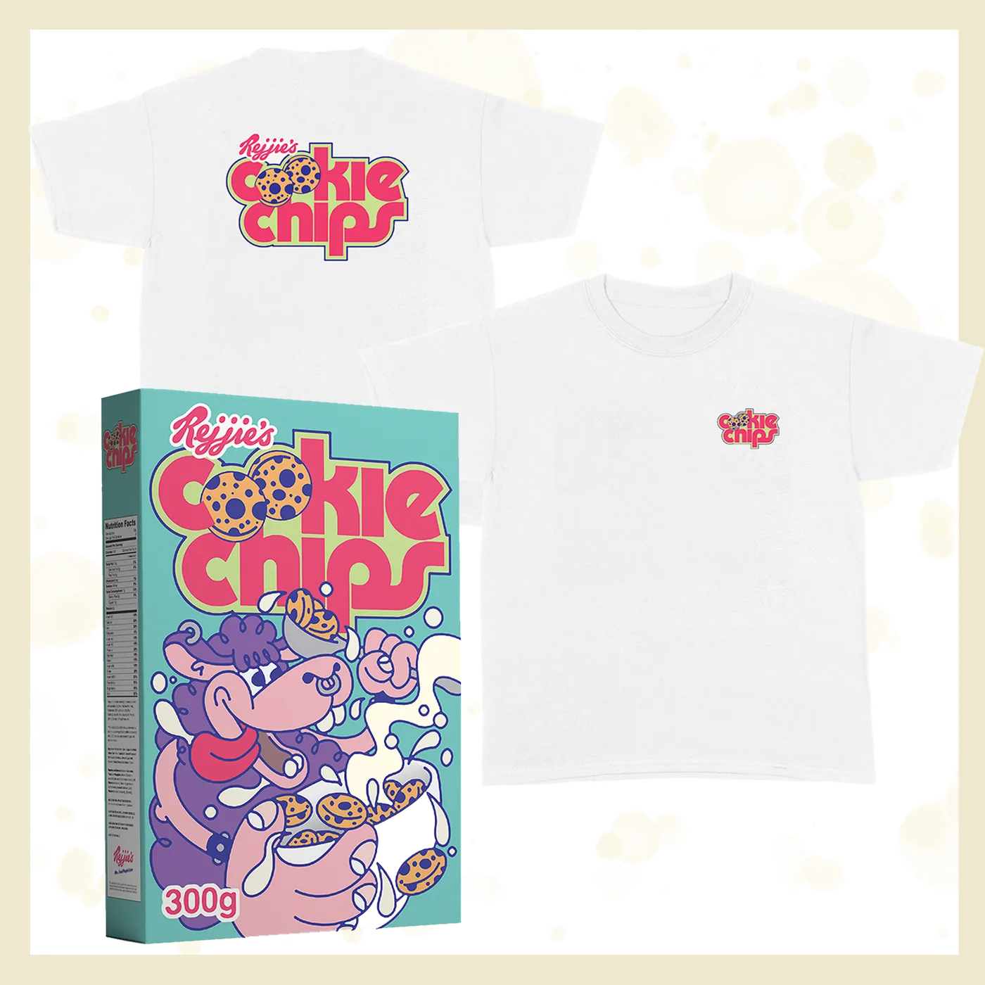 Rejjie Snow Cookie Chips Cereal + White Tee