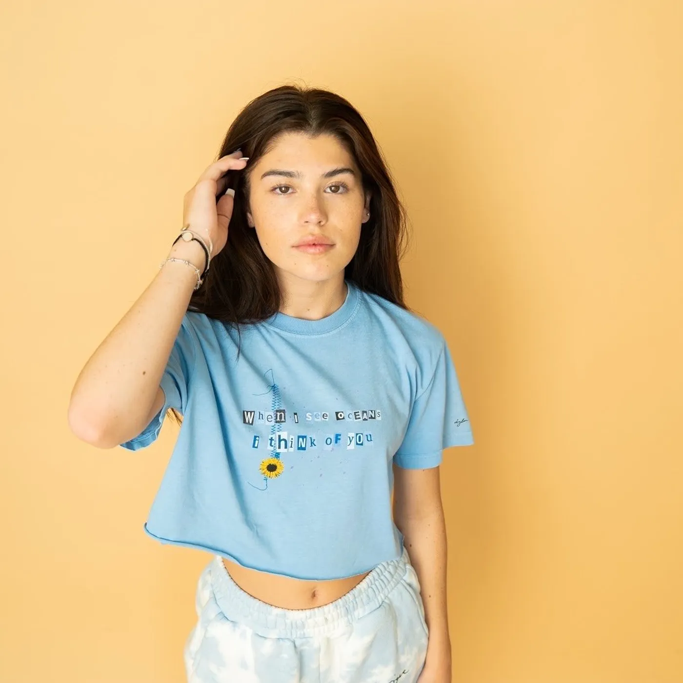 Dylan Conrique Baby Blue Crop T-Shirt