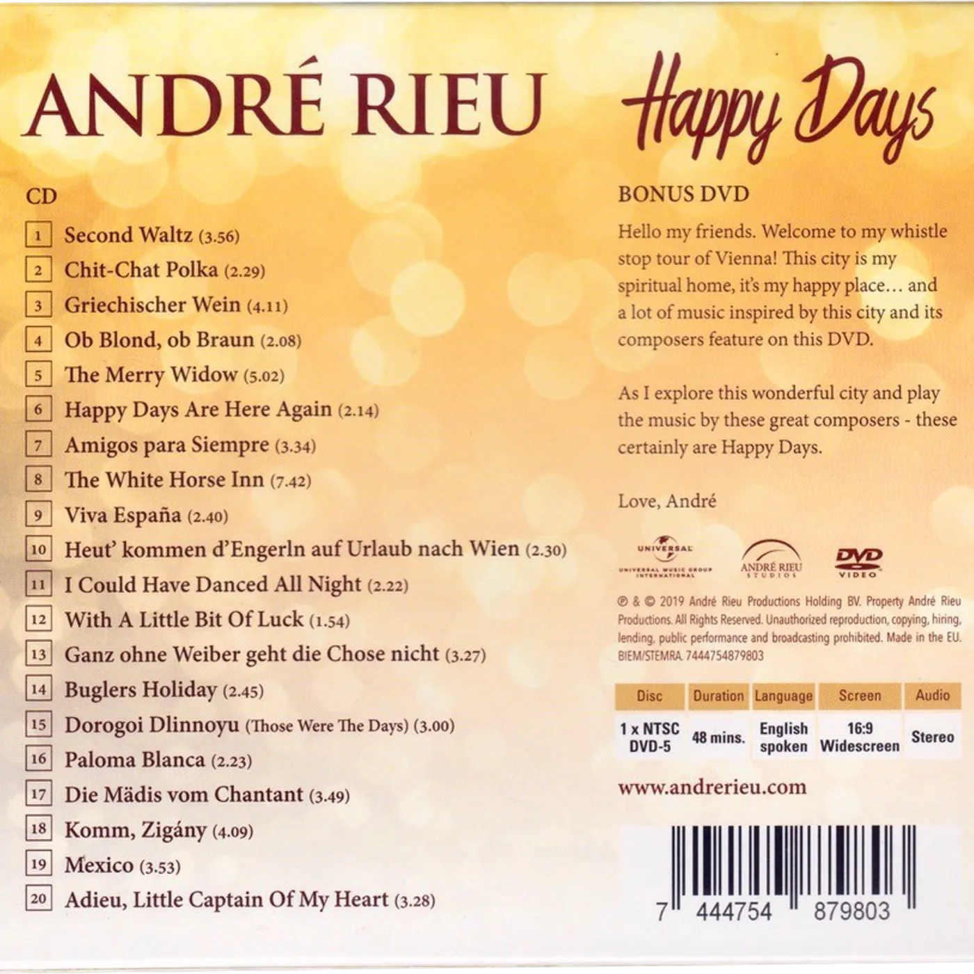 ANDRÉ RIEU Happy Days CD/ DVD