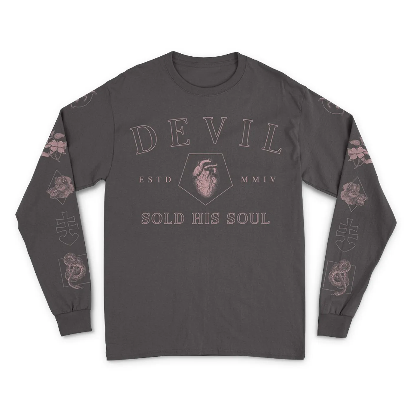 Devil Sold His Soul Heritage Long Sleeve - Dark Grey/Rose