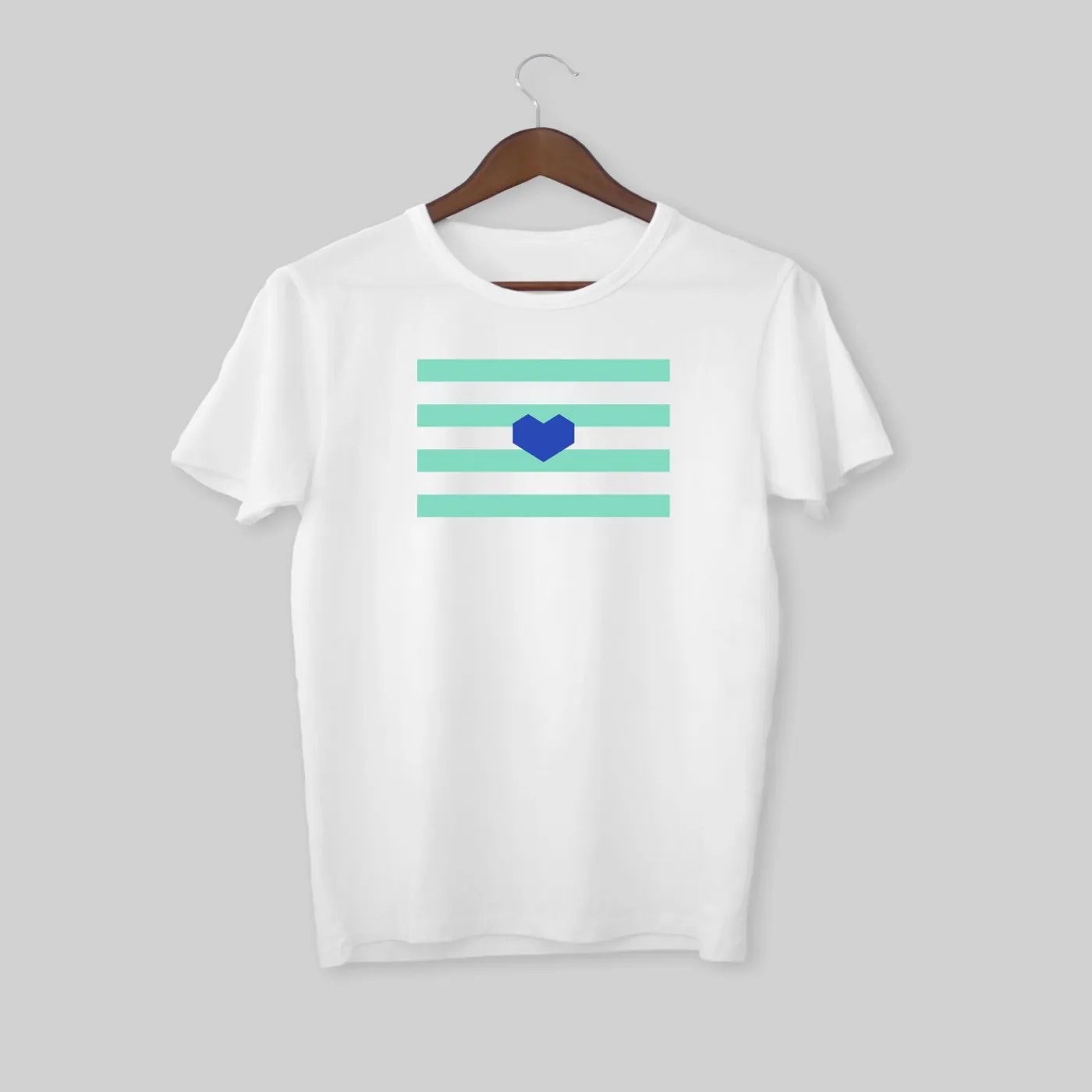 happydieyoung blue heart flag t-shirt